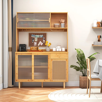 Dreamade Pantry Cabinet 69" Bamboo Hutch Cabinet with Storage