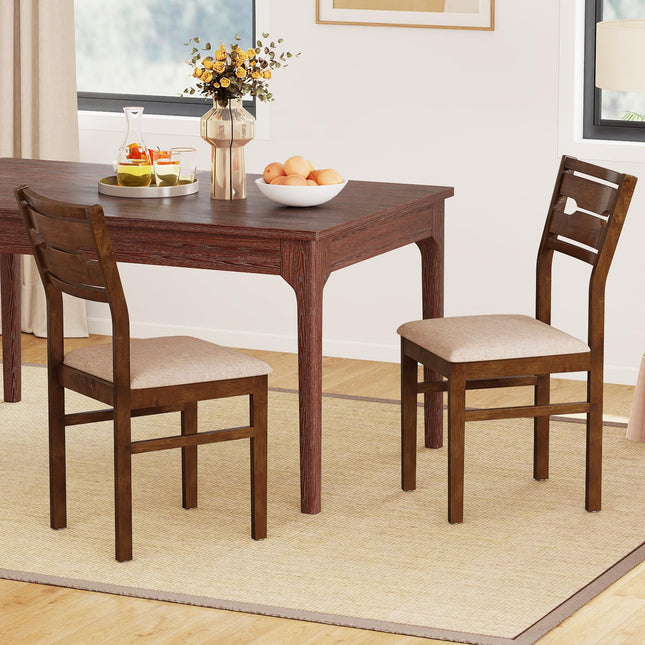 Dreamade Wooden Dining Chairs Set of 2/4 Fabric Upholstered Kitchen Armless Chairs