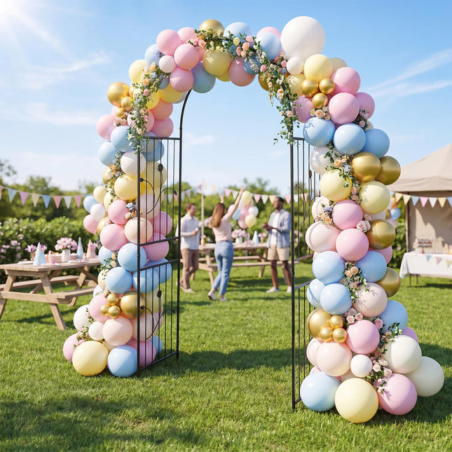 Dreamade 87" Decorative Metal Garden Arbor Arch Trellis for Climbing Plants