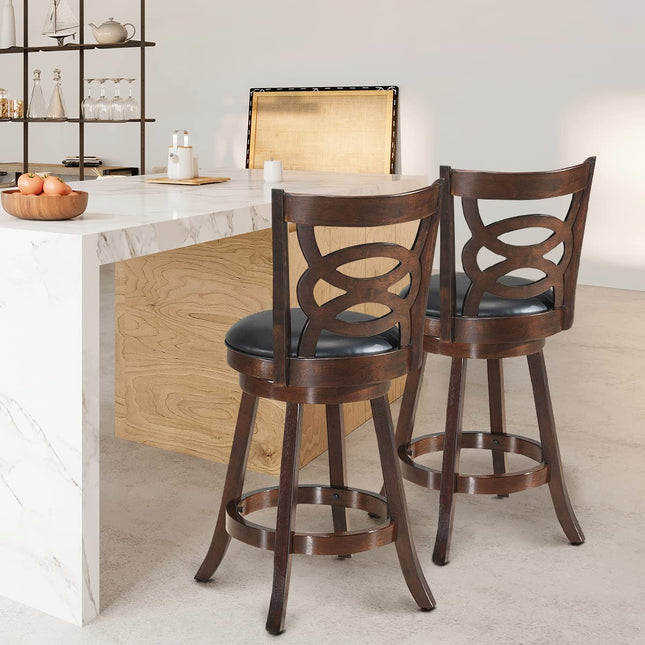 Dreamade Bar Stools, Counter Height Dining Chair, Fabric Upholstered 360 Degree Swivel