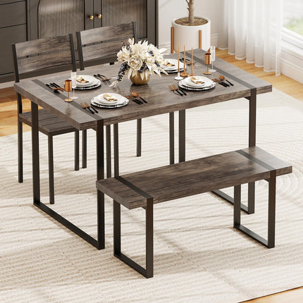Dreamade 4-Piece Dining Table Set for 4 with 1 Bench and 2 Chairs