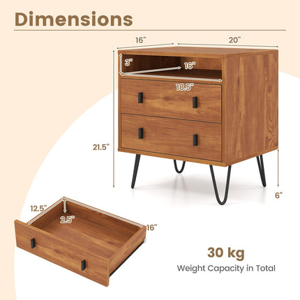 Dreamade Night Stand with 2 Drawers for Bedroom Home Office