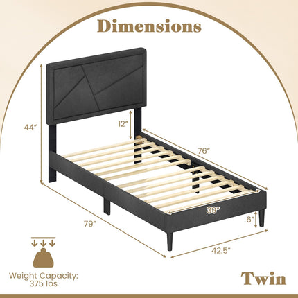 Modern Queen/Full/Twin Size Upholstered Platform Bed Frame with Geometric Tufting Headboard