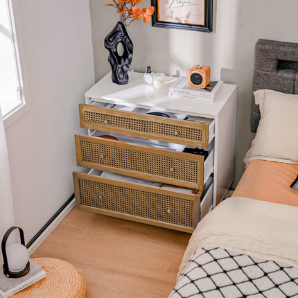 Dreamade 3-Drawer Dresser Chest for Bedroom - Storage Chest of Drawers with Anti-toppling Device