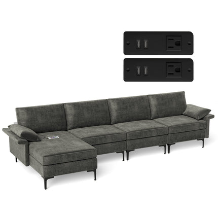 Dreamade 130.5" L Convertible Sofa Couch, Sectional Sleeper