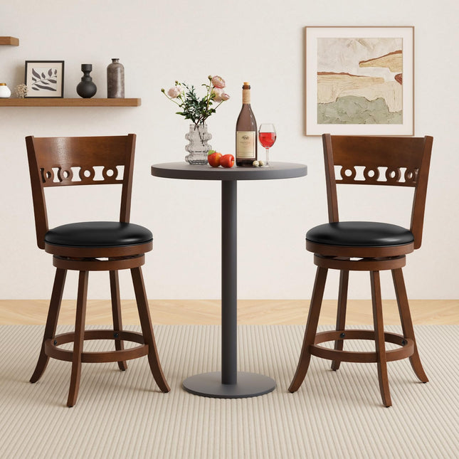 Dreamade Swivel Bar Stools, Counter Height Bar Chairs with Back