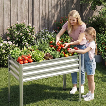 Dreamade 44" x 22" x 32" Metal Large Elevated Planter Box for Vegetable Flower Fruit Herb (1/2)