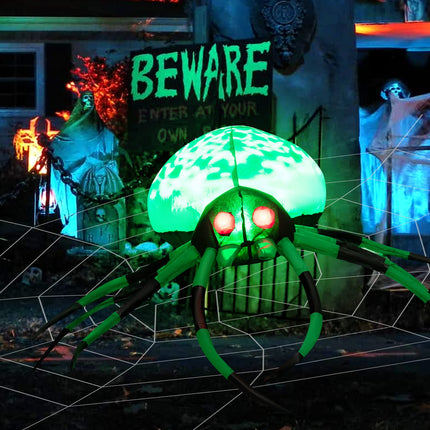 DREAMADE Giant Lighted Halloween Inflatable Spider with Detachable Cobweb