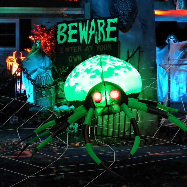 DREAMADE Giant Lighted Halloween Inflatable Spider with Detachable Cobweb