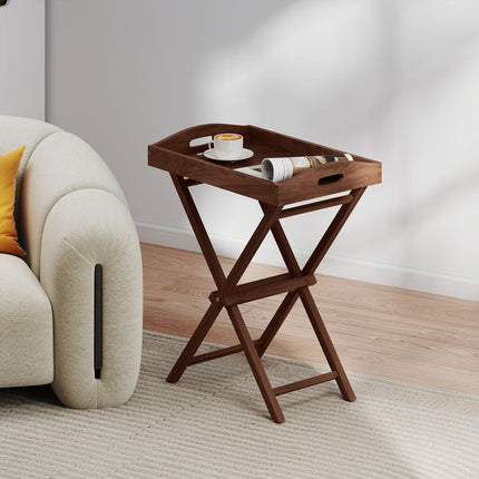 Dreamade 28-Inches High Solid Teak Wood TV Tray Side Table