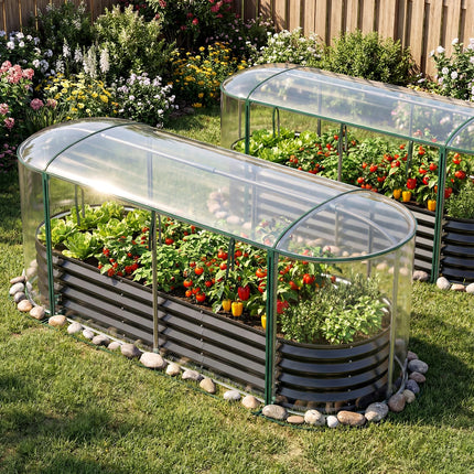 Dreamade Raised Garden Bed w/Greenhouse Cover (6x2x1 FT)