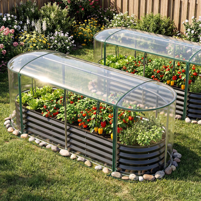 Dreamade Raised Garden Bed w/Greenhouse Cover (6x2x1 FT)