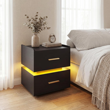 Dreamade LED Night Stand with Charging Station & 2 Storage Drawers (1/2)