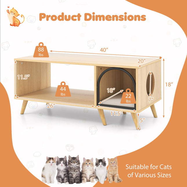 Dreamade 2 in 1 Coffee Table with Cat House for Entryway Home