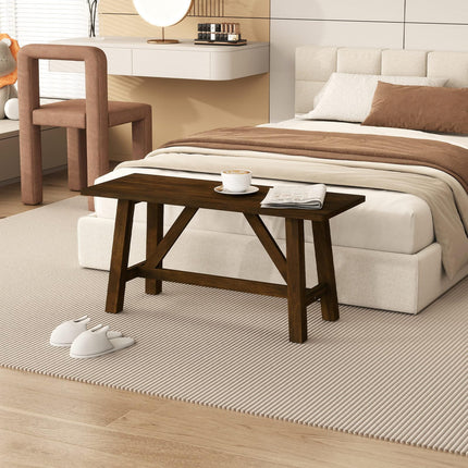 Dreamade 38" Wooden Dining Bench Farmhouse Entryway Bench with Rubber Wood Frame