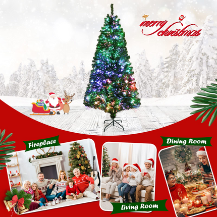 Dreamade Fiber Optic Artificial Christmas Tree, Pre-lit Premium Spruce Tree with Solid Metal Stand - DreamadeUS