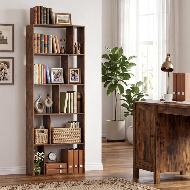 Dreamade 6-Tier Bookshelf | 10-Cube Industrial Bookcase w/Open Back (1/2)