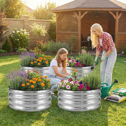 Dreamade 2 Pack Round Galvanized Raised Garden Bed Kit (2x2x1 FT)