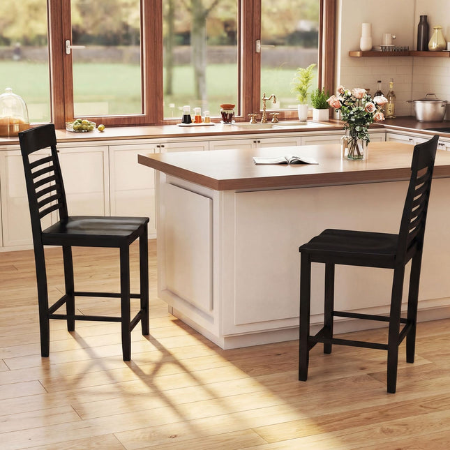 Dreamade Dining Chair Set of 2/4 with Footrests and Solid Wood Frame