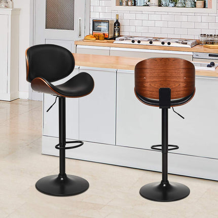 Dreamade Bar Stools Set of 2, Adjustable Swivel Barstools with Back