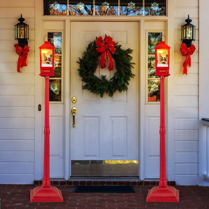 Dreamade 61 Inch Christmas Street Lamp, Festive Musical Lamp Post w/Detachable Snow Globe Lantern
