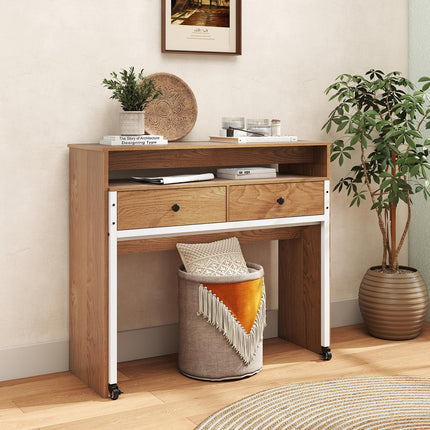Dreamade Small Computer Desk with Hutch & Drawers