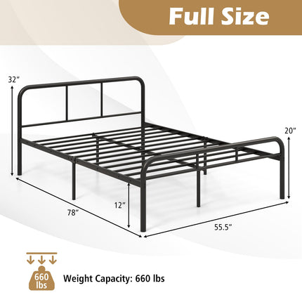 Dreamade Twin Size Bed Frame, Modern Metal Platform Bed with Headboard and Footboard, Heavy Duty Steel Slat Support Mattress Foundation