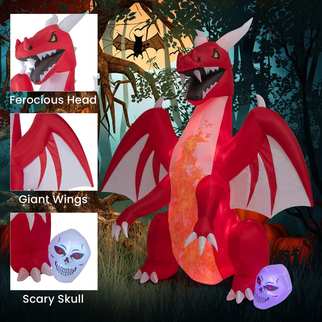 DREAMADE 8 FT Halloween Inflatable Dragon, Lighted Yard Decoration