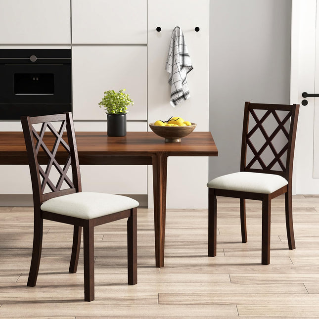 Dreamade Wood Dining Chairs Set of 2, Farmhouse Kitchen Chair with Rubber Wood Legs, Max Load 400 Lbs