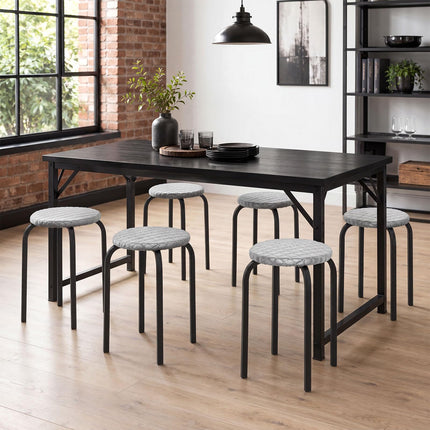 Dreamade 18" Stackable Stools Set of 6 | Round Nesting Stools with Removable Washable Covers