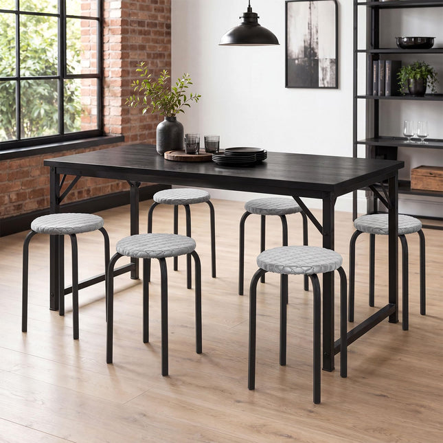 Dreamade 18" Stackable Stools Set of 6 | Round Nesting Stools with Removable Washable Covers