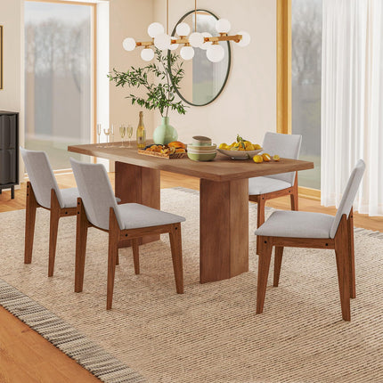 Dreamade Upholstered Dining Chairs Set of 2/4, Linen Fabric Wooden Kitchen Chairs w/Rubber Wood Frame