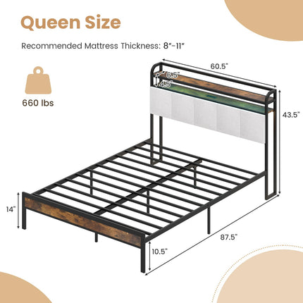 Dreamade King/Queen/Full/Twin Size Bed Frame with Storage Headboard