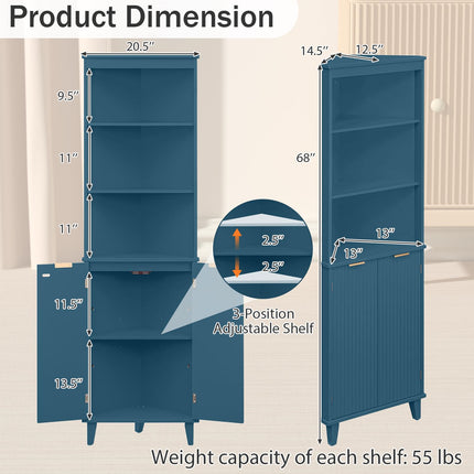 Dreamade 68" Tall Corner Modern Bathroom Floor Storage Cabinet,