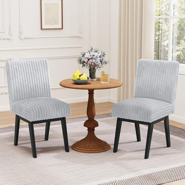 Dreamade Fabric Upholstered Channel Tufted Kitchen Chair w/ 6" Thick Padded Seat & Backrest