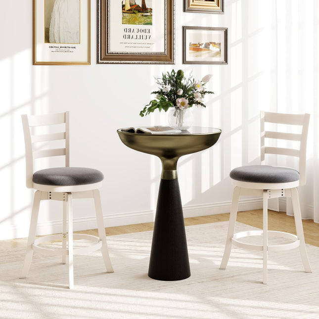Dreamade 25" Counter Height Stools Set of 2/4 with Fabric Upholstered Seat