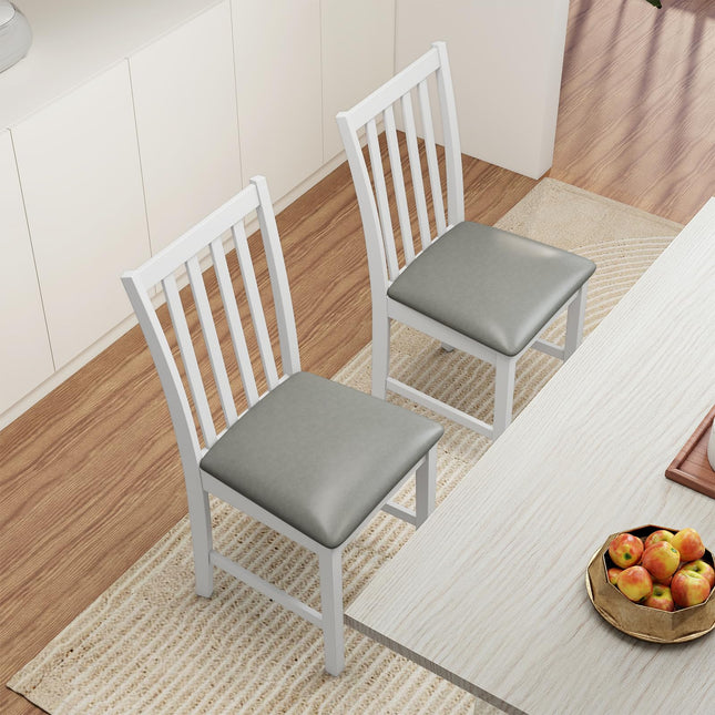 Dreamade Wooden Dining Chairs Set of 2/4 Faux Leather Upholstered Kitchen Chair w/Rubber Wood Legs