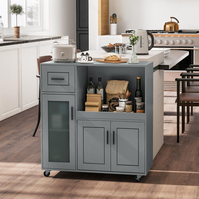 Dreamade Kitchen Island with Storage, Kitchen Cart with Wheels