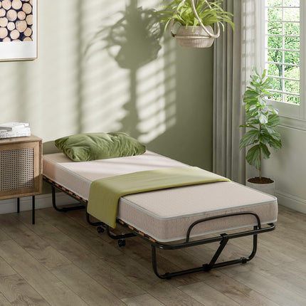 Dreamade Folding Bed with Mattress - Single Cot Foldable Bed with 4" Mattress for Adults