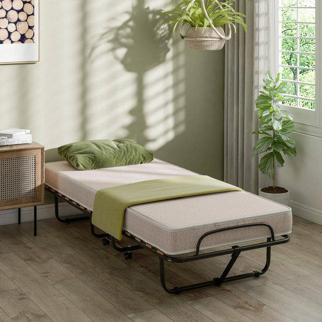 Dreamade Folding Bed with Mattress - Single Cot Foldable Bed with 4" Mattress for Adults