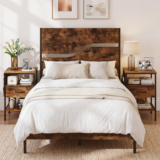 Dreamade 24.5" Nightstand with Charging Station & 1 Fabric Drawer (1/2)
