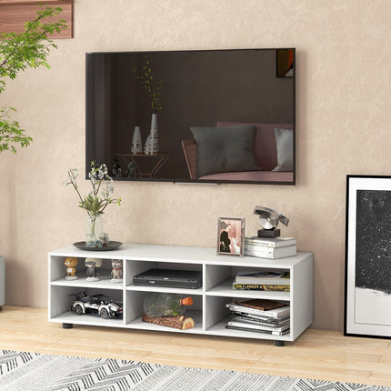 Dreamade TV Stand with Cube Storage - TV Console Cabinet w/ 6 Open Compartments