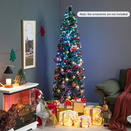 Dreamade 6ft / 7ft / 8ft Fiber Optic Pencil Christmas Tree Xmas Full Tree for Home Office Holiday Decor