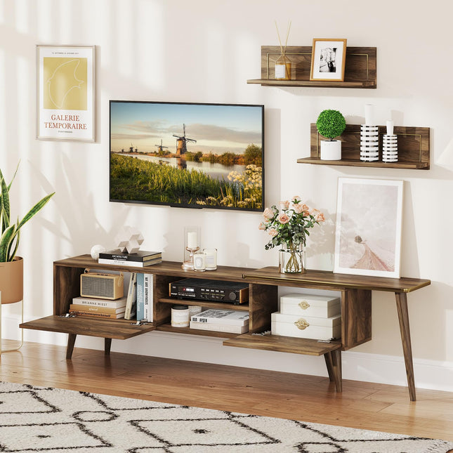 Dreamade 85 Inch TV Stand and 2 Floating Shelves Set