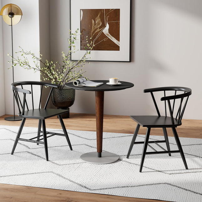 Dreamade Windsor Dining Chairs Set of 2/4 Mid-Century Modern Black Kitchen Chairs w/Solid Rubber Wood Frame