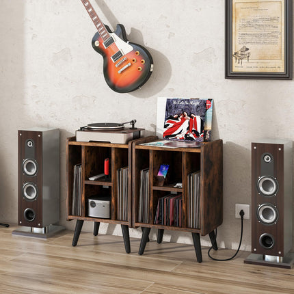 Dreamade Record Player Stand, Turntable Stand with Charging Station