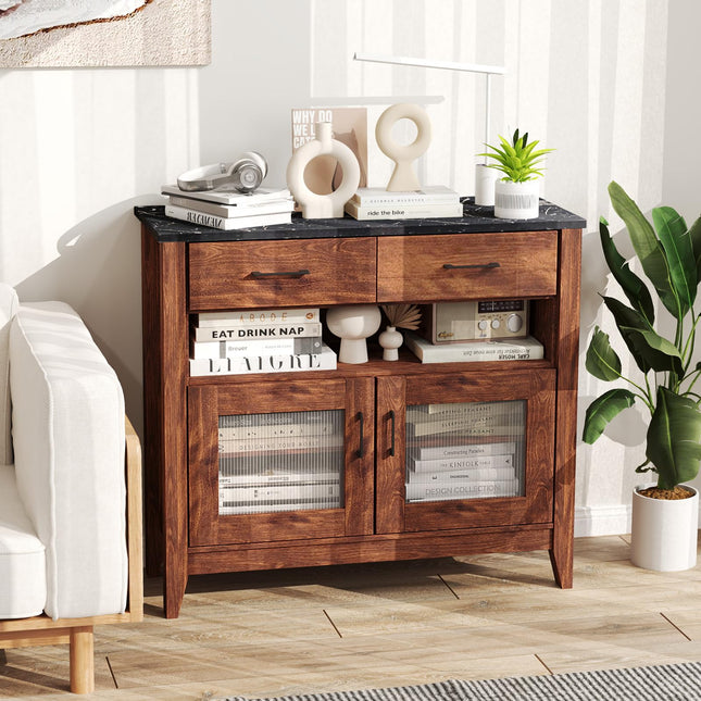 Dreamade Sideboard Buffet Cabinet, Coffee Bar Cabinet with 2 Drawers