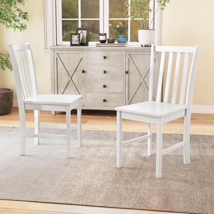 Dreamade Wooden Dining Chairs Set of 2/4-100% Solid Rubber Wood Kitchen Chair with Curved Backrest