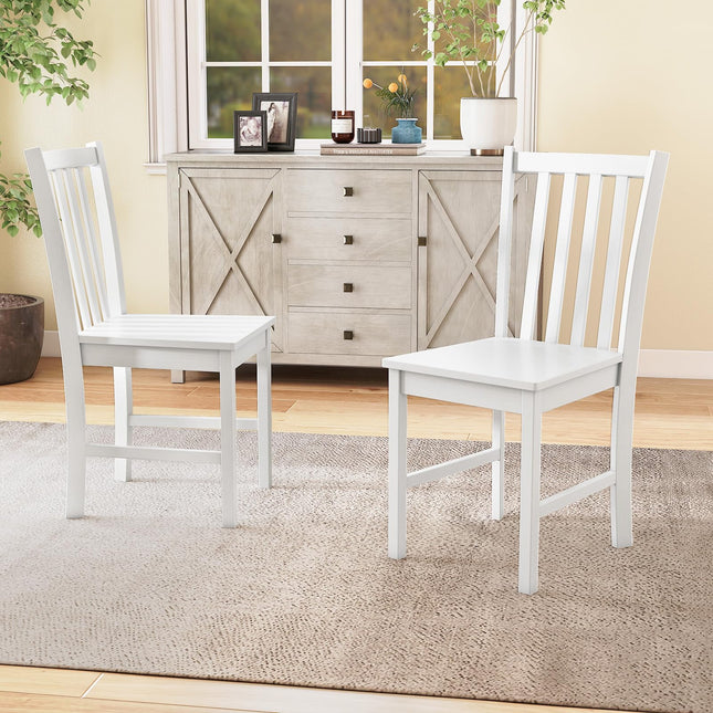 Dreamade Wooden Dining Chairs Set of 2/4-100% Solid Rubber Wood Kitchen Chair with Curved Backrest