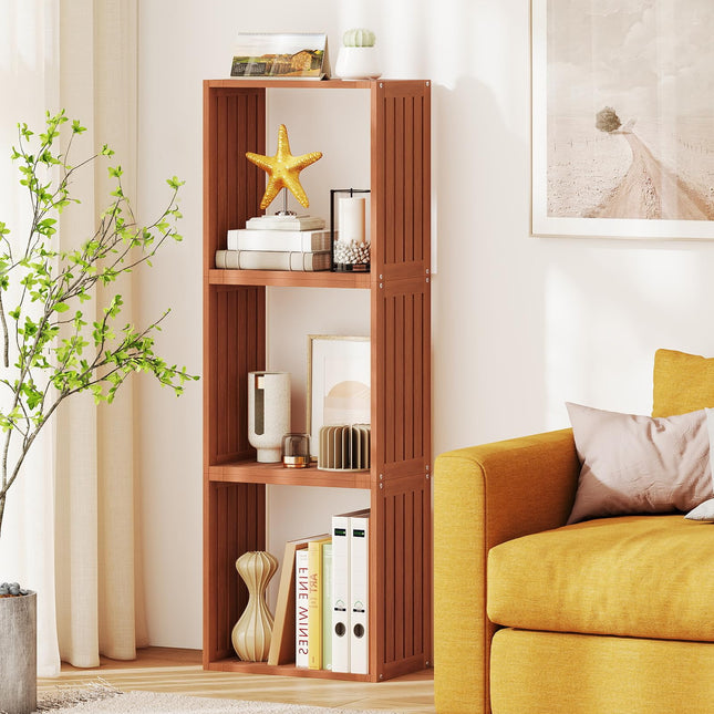 Dreamade 3/6 Cube Bookcase Solid Wood Stacking Storage Organizers w/Open Slatted Design